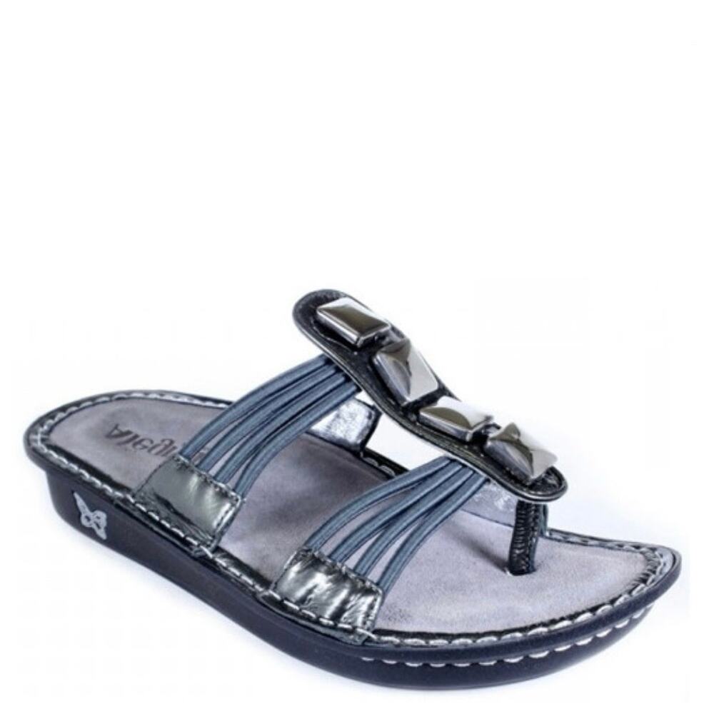 Alegria PIS-101 'Pisa' Black Patent Sandal SZ 37 Comfort Strappy